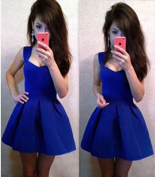 Sleeveless Pure Color A-line Short Dress - Meet Yours Fashion - 7