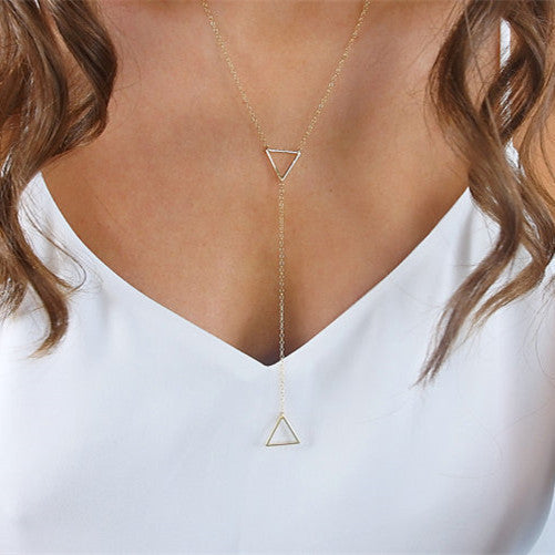 Hollow Out Metal Triangle Pendant Necklace
