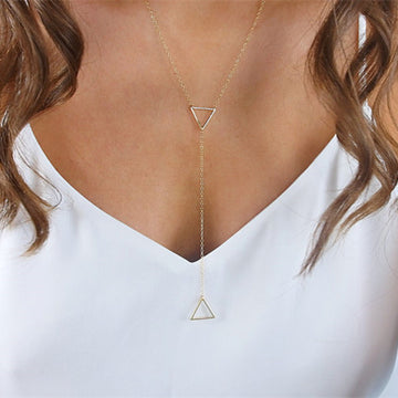 Hollow Out Metal Triangle Pendant Necklace