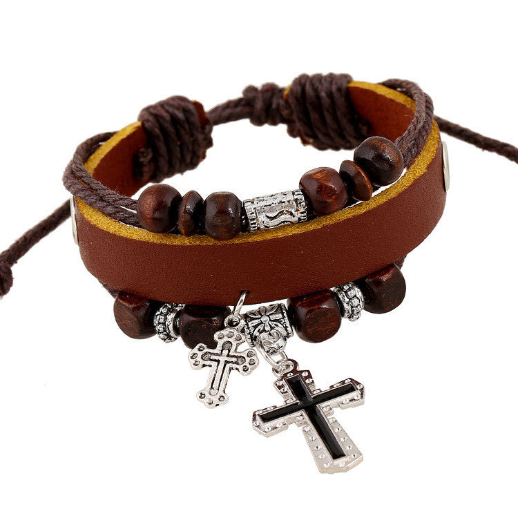 Cross Multilayer Leather Bracelet