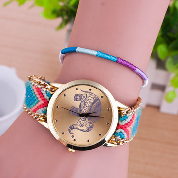 Hand-woven Elephant Rope Bracelet Watch