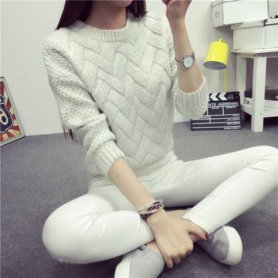 Pure Color Long Sleeves Scoop Regular Sweater