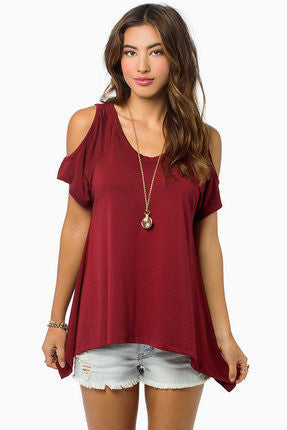 Dew Shoulder Irregular Loose Blouses