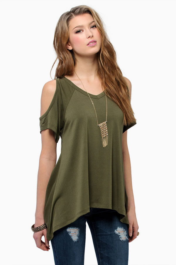 Dew Shoulder Irregular Loose Blouses