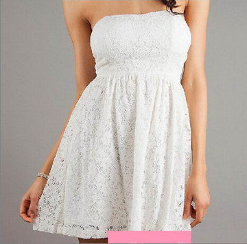 Strapless Backless Lace Short Dress