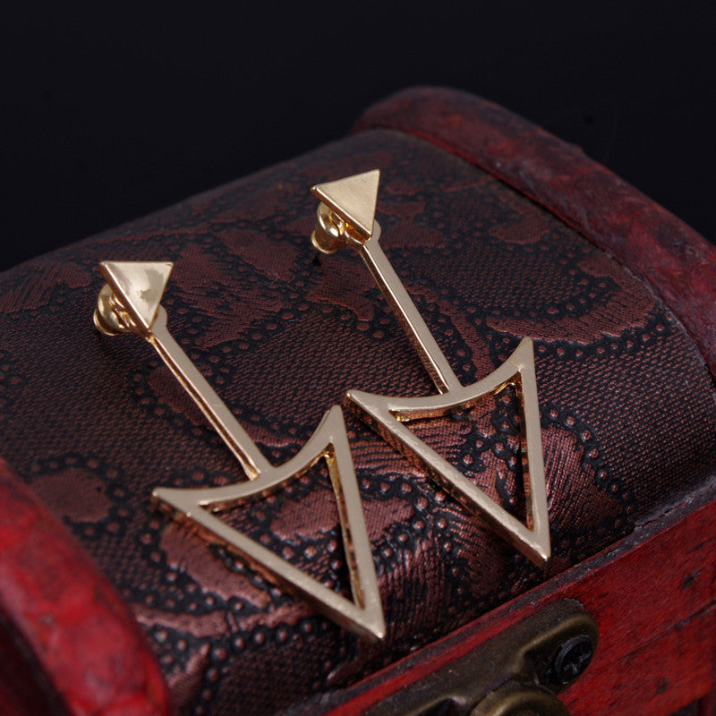 Geometric Triangle Metal Stud Earrings
