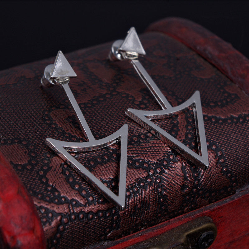 Geometric Triangle Metal Stud Earrings