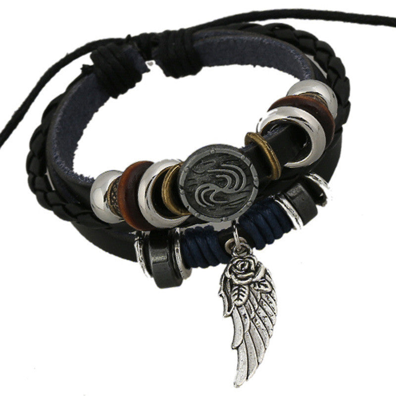 Unique Symbol Beaded Leather Bracelet