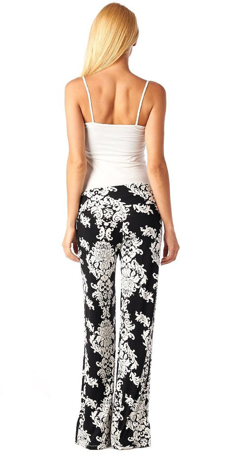 Straight Fashion Flower Print Casual Wide Legs Pants