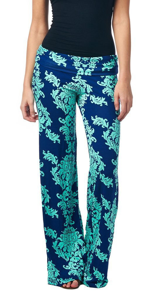 Straight Fashion Flower Print Casual Wide Legs Pants