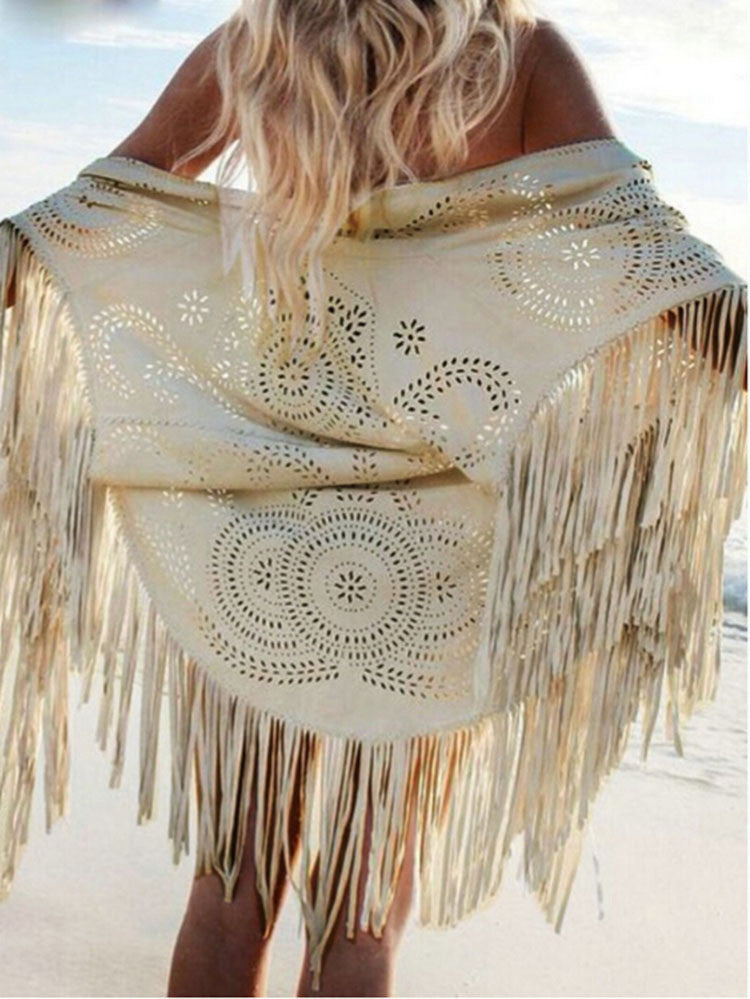 Fashion Bohemia Style Hollow Out Tassel Shawl Cardigan