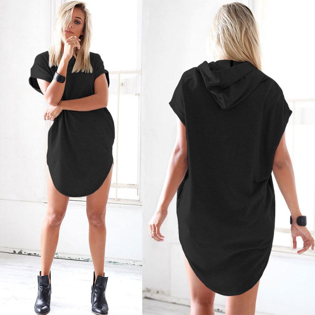 Plus Size Loose Casual Bat-wing Sleeves V-neck Cap Dress - Meet Yours Fashion - 3