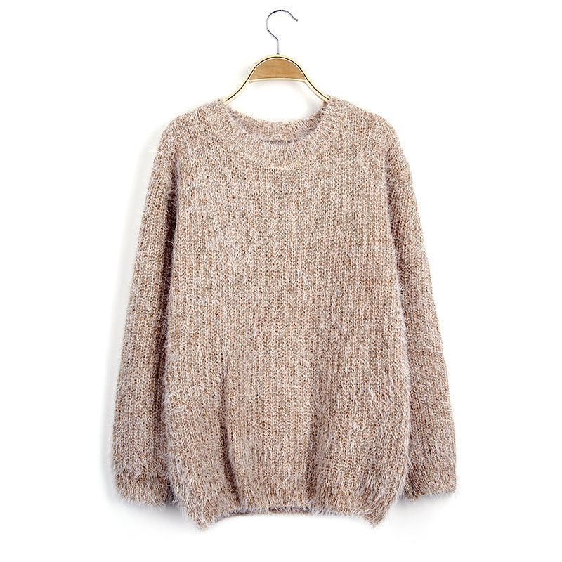 Scoop Solid Mohair Pullover Short Loose Sweater - May Your Fashion - 6