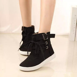Casual Flat High Top Buckle Canvas Sneakers – May Your Fashion