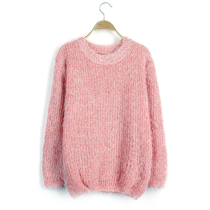 Scoop Solid Mohair Pullover Short Loose Sweater - May Your Fashion - 4