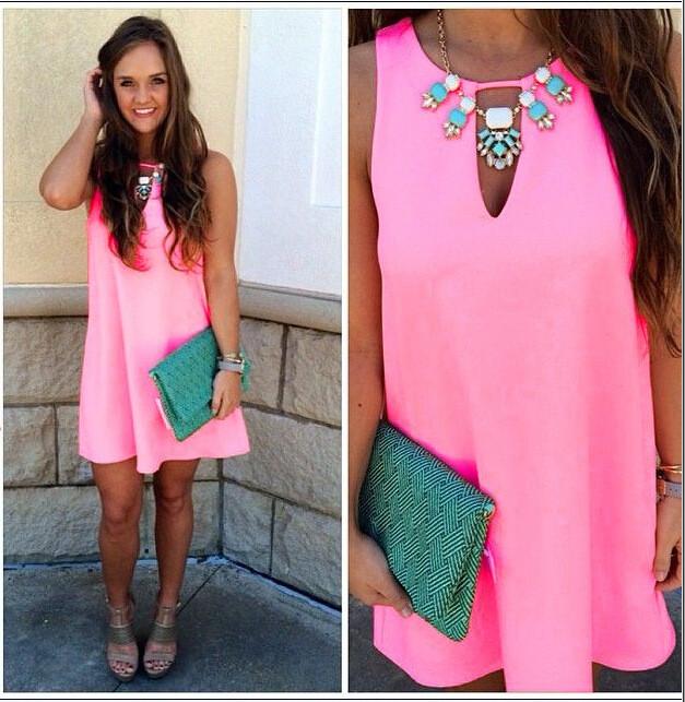Candy Color Loose Sleeveless Chiffon Short Dress - Meet Yours Fashion - 3