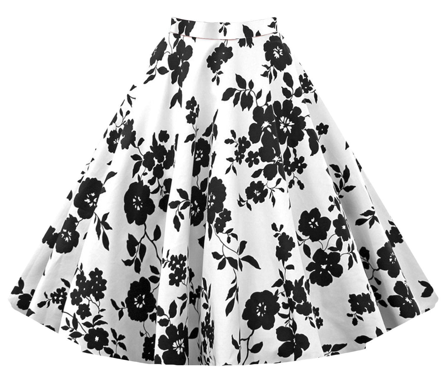 Flower Print A-line Flared Pleated High Waist Knee-length Skirt - Meet Yours Fashion - 8