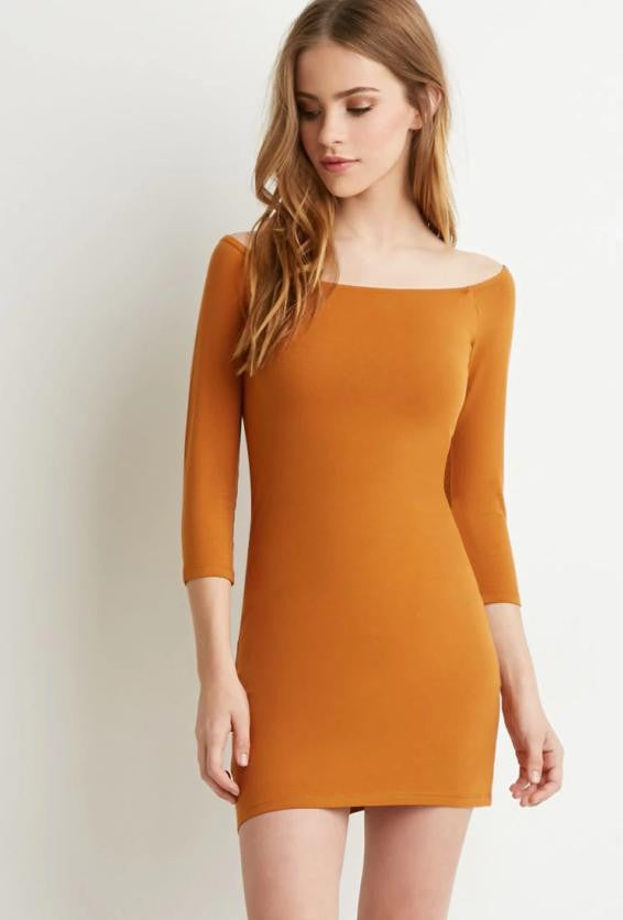 Knitting Pure Color Off Shoulder Sexy Dress