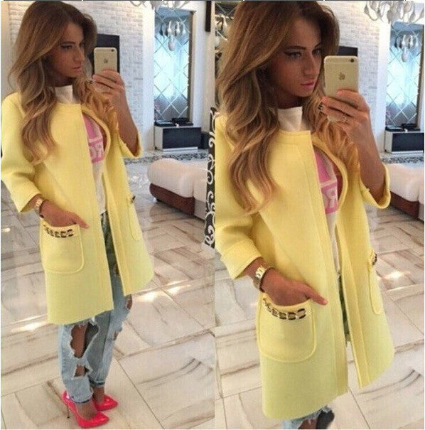 Candy Colors Scoop 9/10 Sleeves Long Loose Coat - May Your Fashion - 4