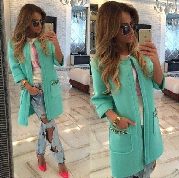 Candy Colors Scoop 9/10 Sleeves Long Loose Coat - May Your Fashion - 2