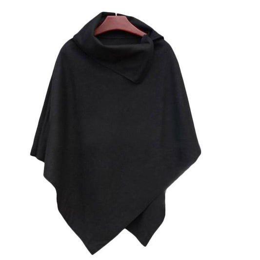 Irregular Hem High Neck Loose Cloak Shawl Coat