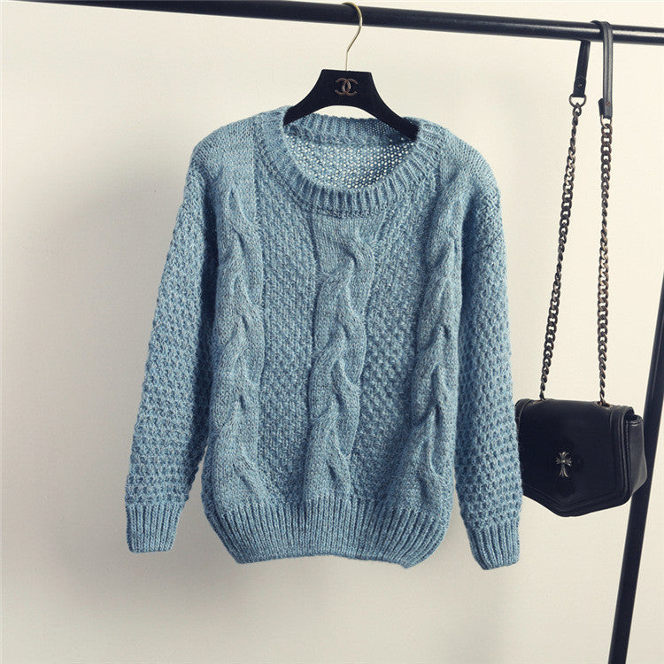 Pull over Loose Pure Color Long Sleeve Sweater