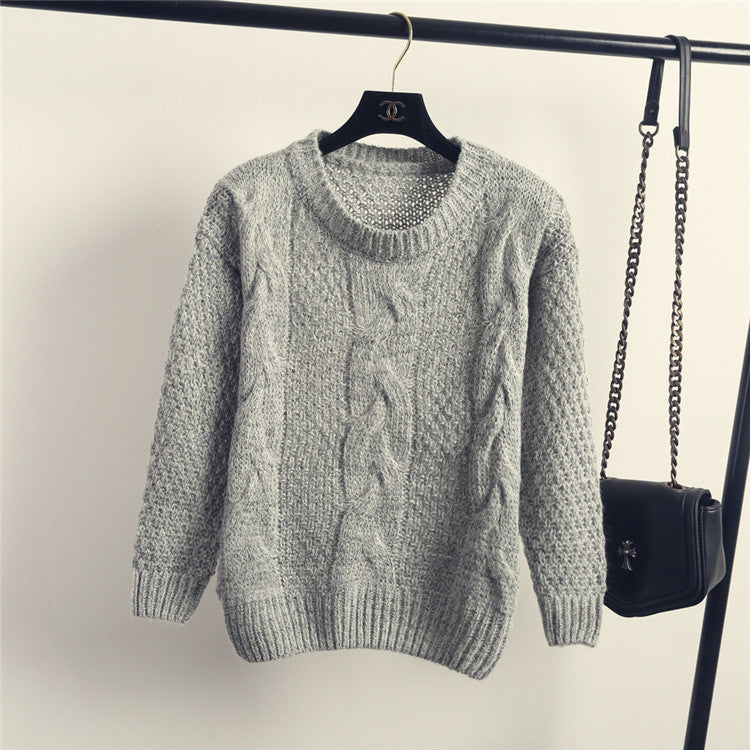 Pull over Loose Pure Color Long Sleeve Sweater