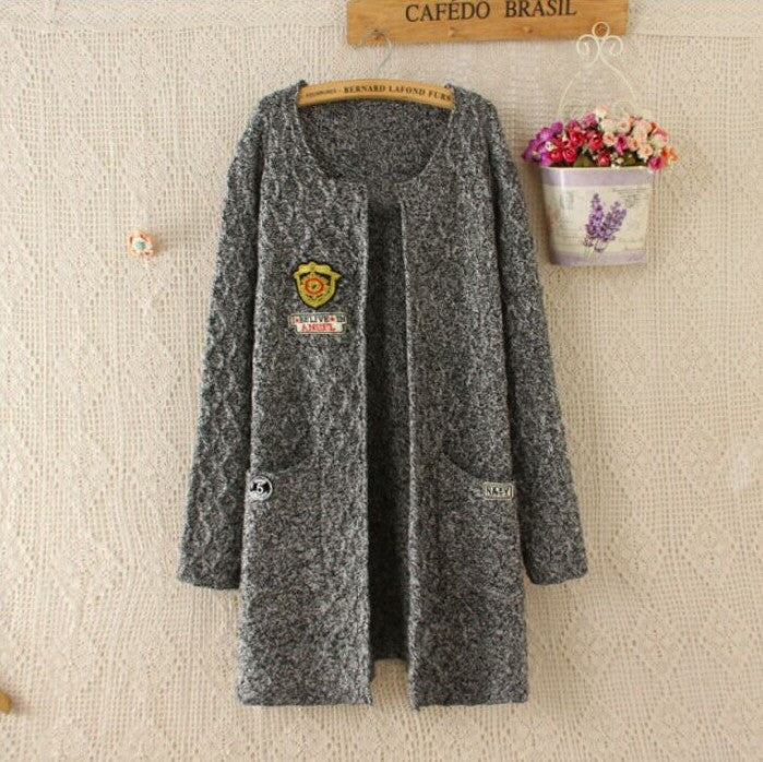 Round Neck Cardigan Pockets Knit Long Sweater - May Your Fashion - 3