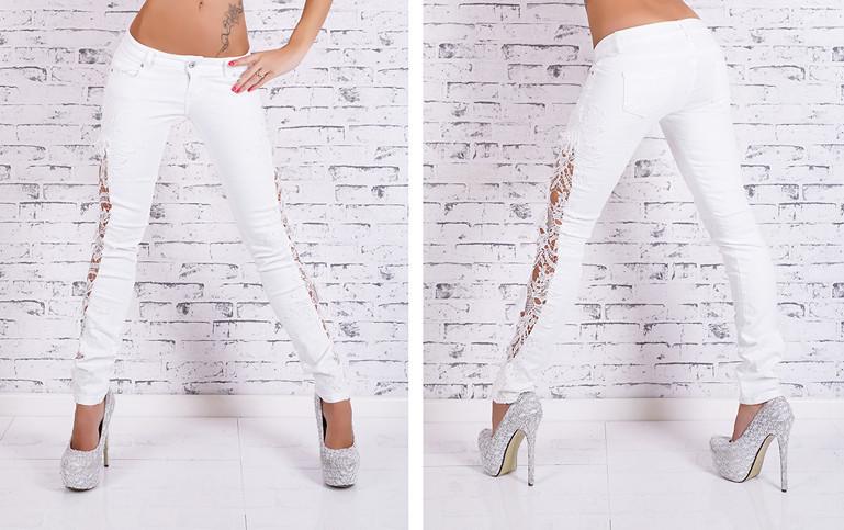 Patchwork Lace Plus Size Straight Slim Jeans - Meet Yours Fashion - 4