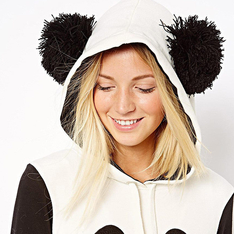 Panda Print Contrast Color Hooded Cute Sweatshirt - May Your Fashion - 4