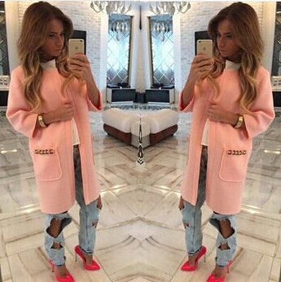 Candy Colors Scoop 9/10 Sleeves Long Loose Coat - May Your Fashion - 5