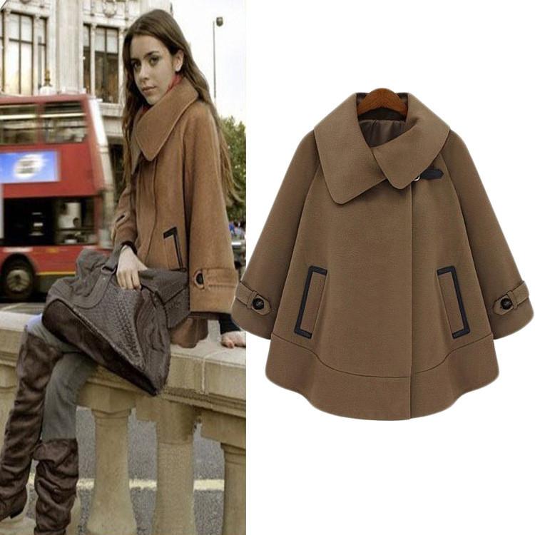 Turn-down Collar Plus Size Woolen Casual Cape Coat - Meet Yours Fashion - 2