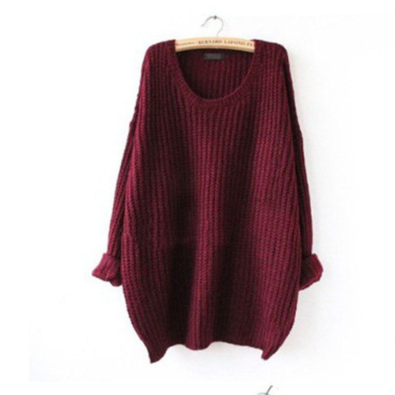 Long Pullover Loose Solid Color Knit Sweater - May Your Fashion - 6
