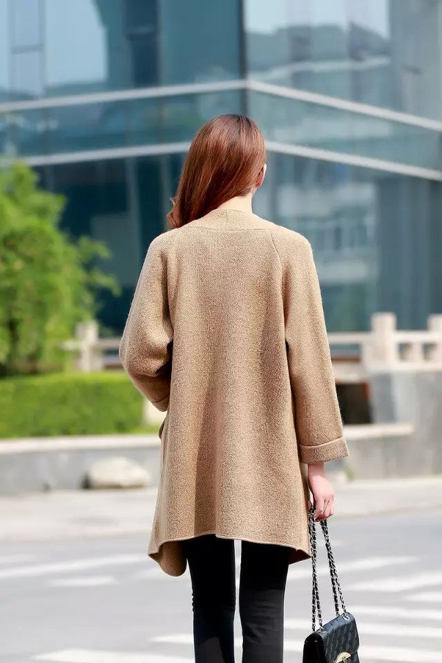 Korean Knit V-neck Cardigan Loose Solid Color Sweater - May Your Fashion - 5