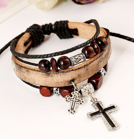 Cross Multilayer Leather Bracelet
