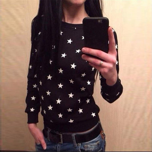 Stars Flower Print Long Fashion Casual Sweatshirt - Meet Yours Fashion - 1