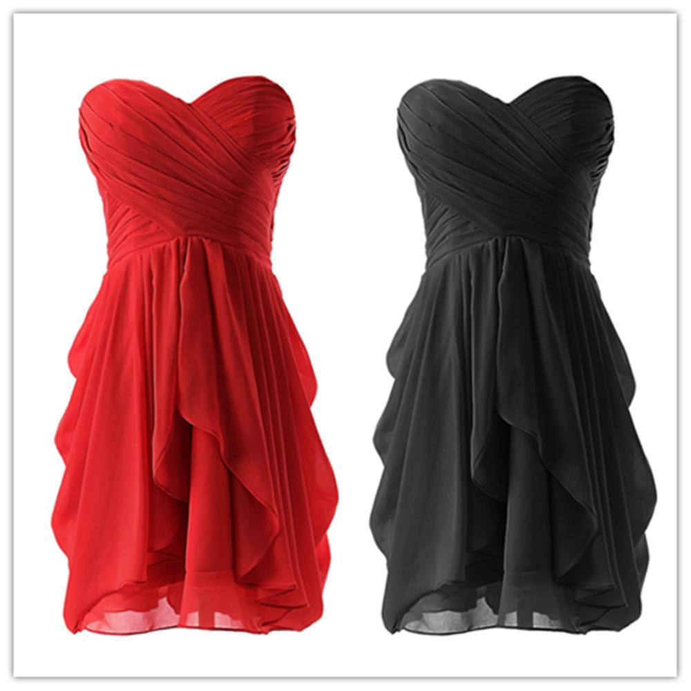 Sterpless Solid Color Irregular Ruffles Homecoming Party Dress - Meet Yours Fashion - 1