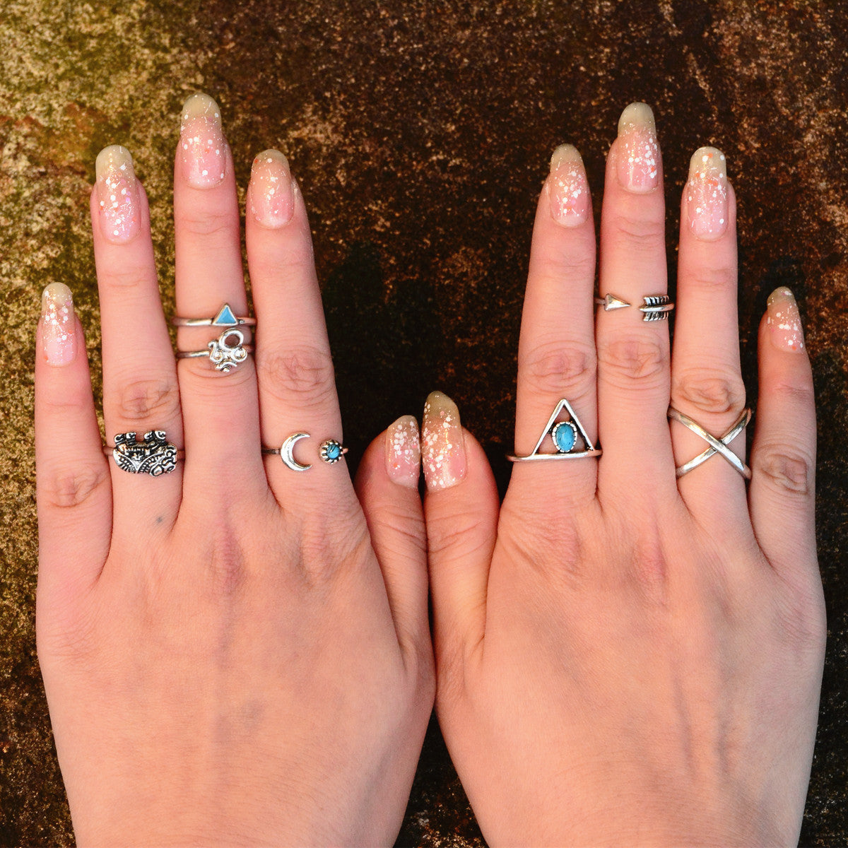 Personality Gypsy Elephant 3D Triangle Combination Ring