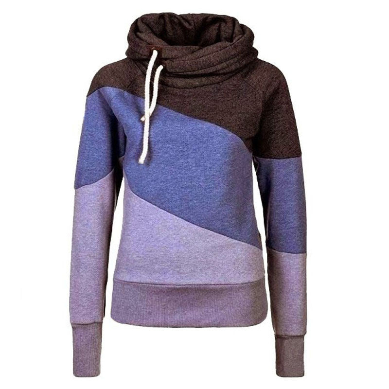 Color Block Patchwork High Neck Sport Hoodie - May Your Fashion - 6