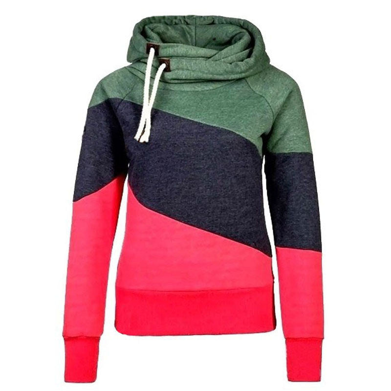 Color Block Patchwork High Neck Sport Hoodie - May Your Fashion - 4