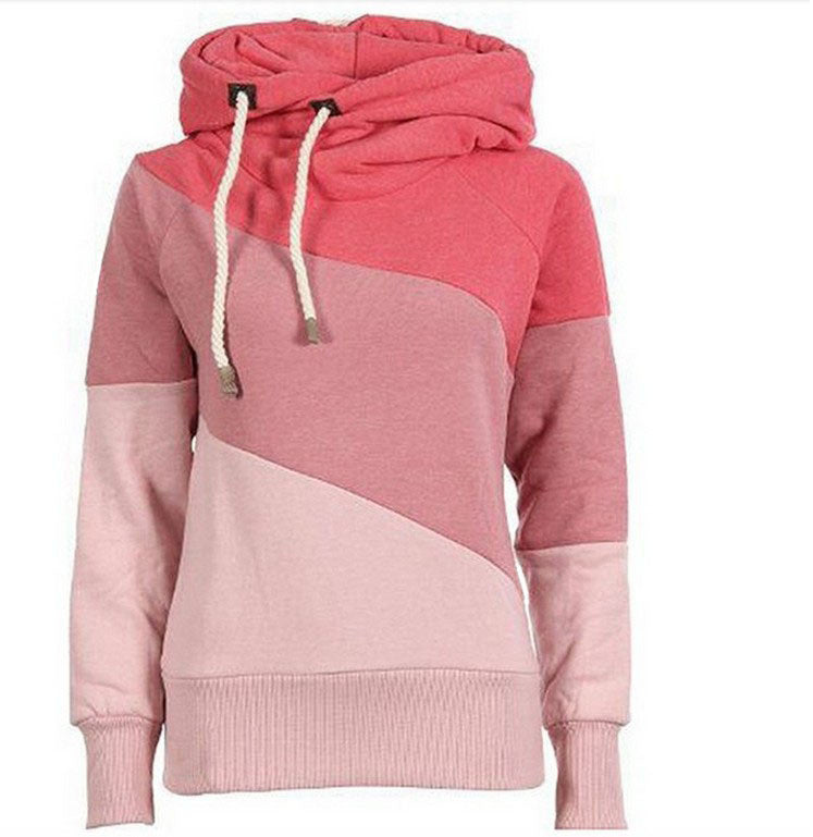 Color Block Patchwork High Neck Sport Hoodie - May Your Fashion - 7