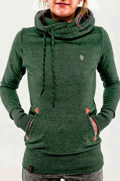 Embroidered Pocket Pure Color Womens Hoodie - May Your Fashion - 5