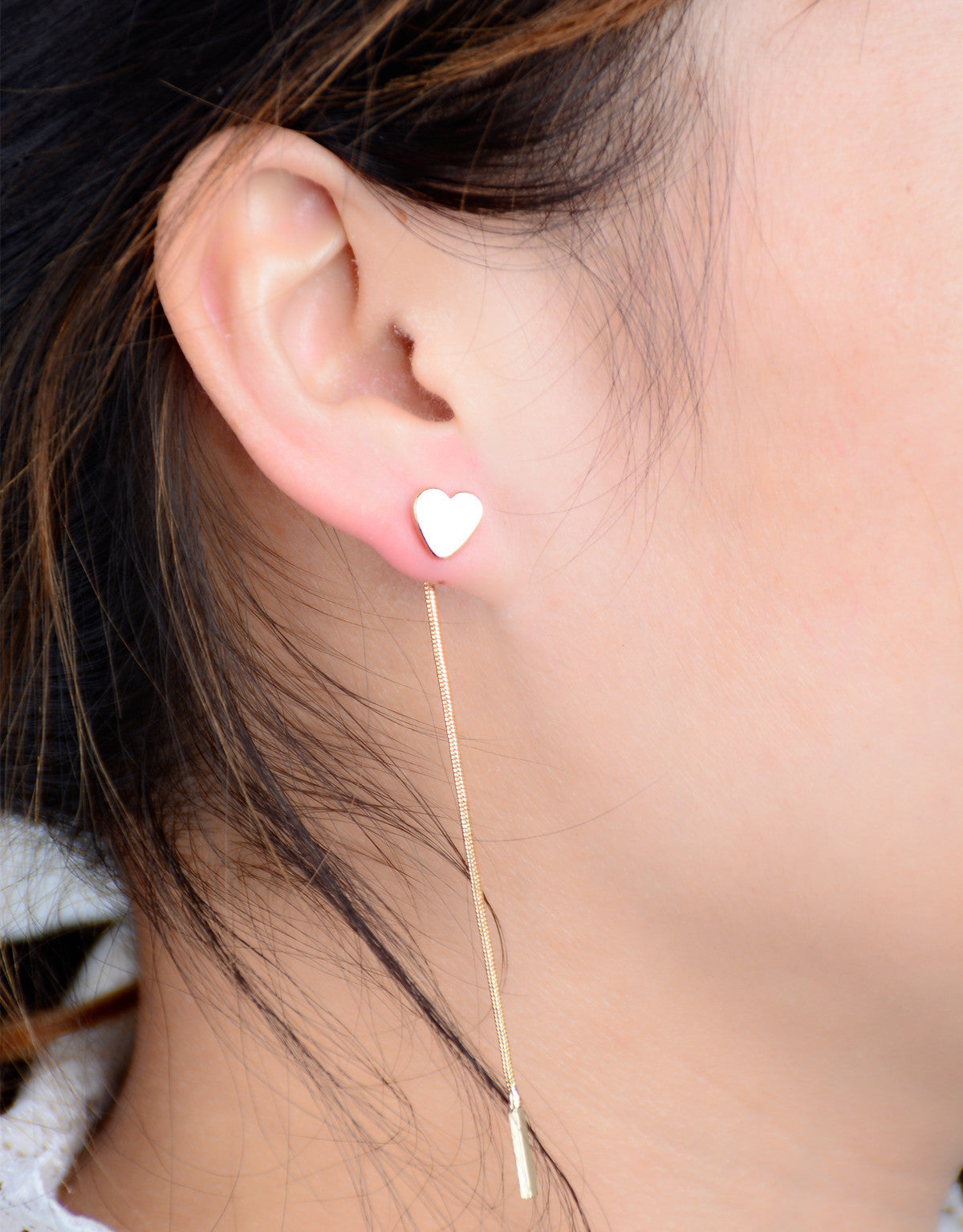 Heart-Shaped Chain Tassel Earrings