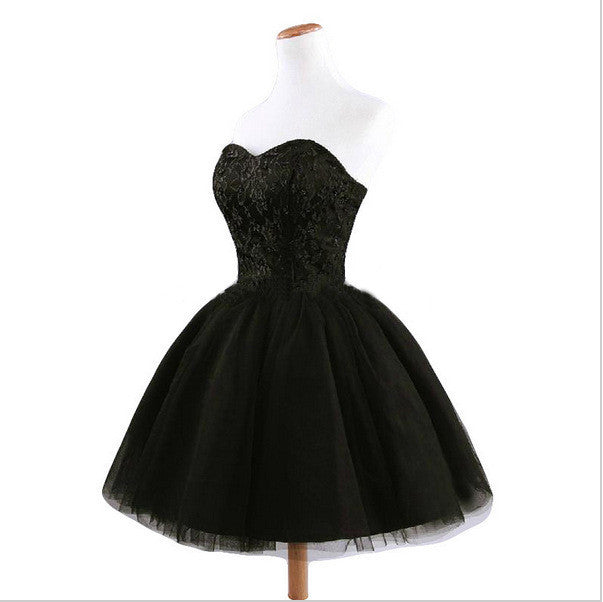Strapless Short Solid Color Little Black Dress - May Your Fashion - 4