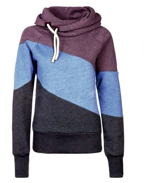 Color Block Patchwork High Neck Sport Hoodie - May Your Fashion - 3
