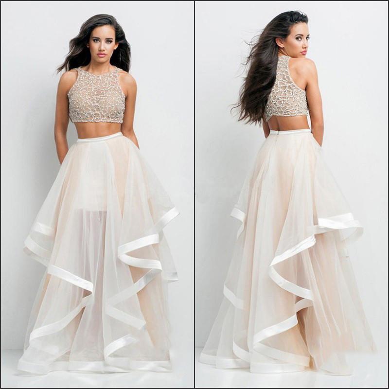 Mesh Two Piece Crop Top with Irregular Long Skirt Dress Set - Meet Yours Fashion - 1