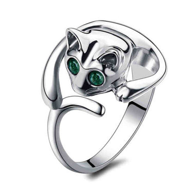 Cat lovers ring opening size adjustable alloy jewelry ring