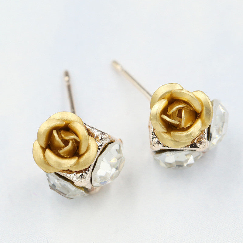 Ceramic Roses Diamond Earring