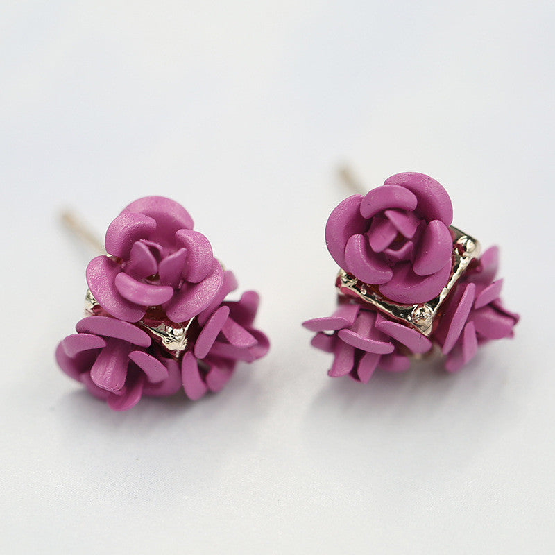 Ceramic Roses Diamond Earring