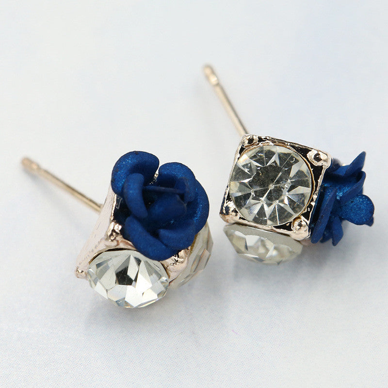 Ceramic Roses Diamond Earring